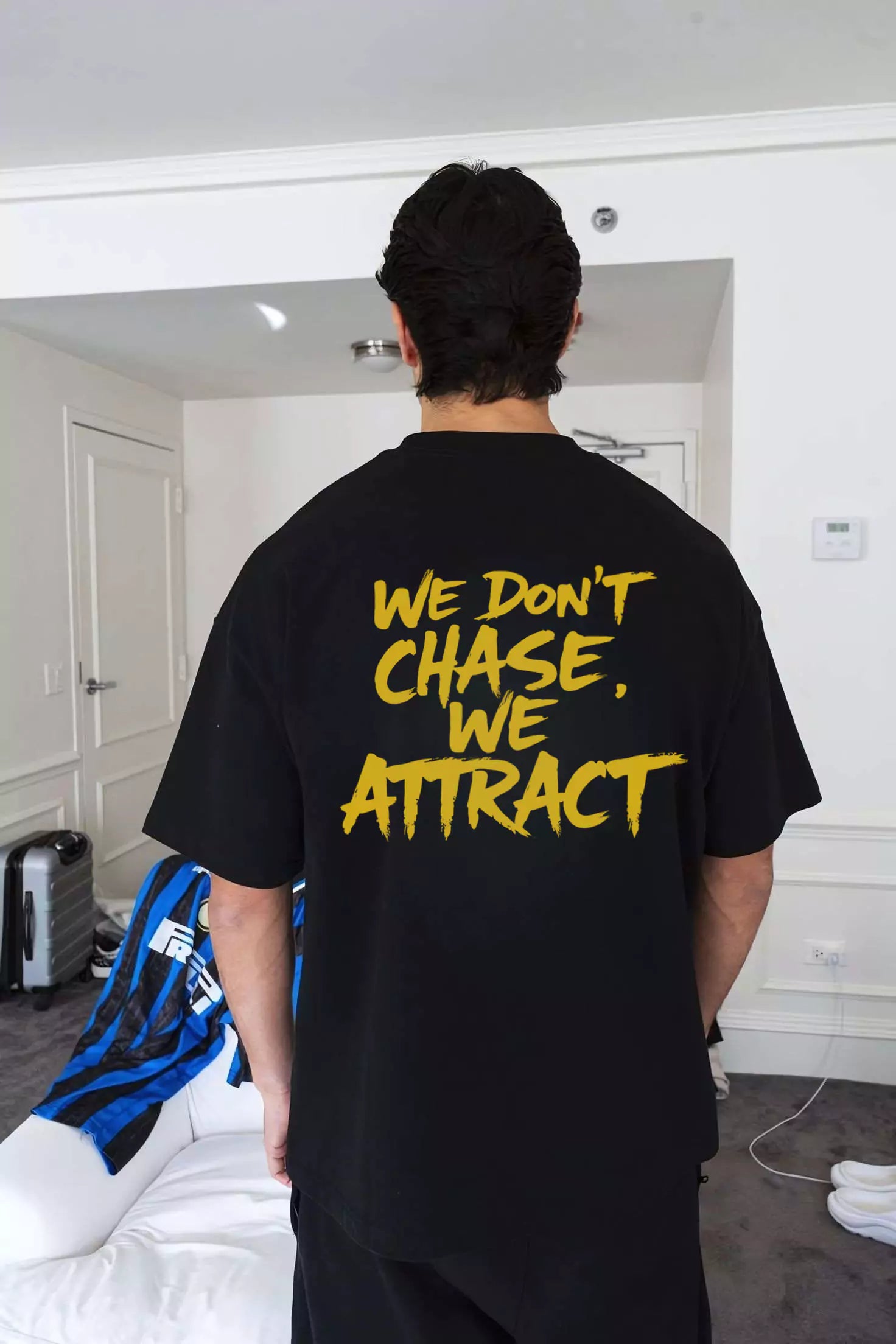 Statement Tee – "We Don’t Chase. We Attract" - Motivational Tee Shirts Oversized Tees - Elevate Your Style Today! Alex Shogun Men's Clothes