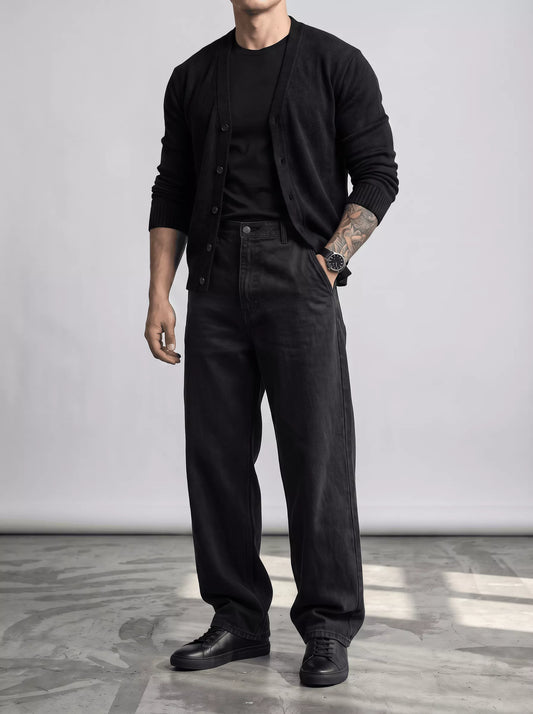 Men's Wide-Leg Jeans, Loose Straight Fit