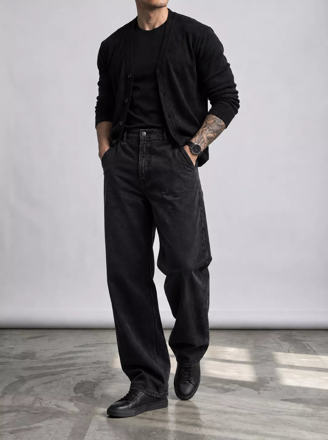 Men's Wide-Leg Jeans, Loose Straight Fit