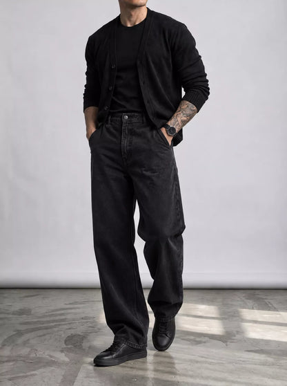 Men's Wide-Leg Jeans, Loose Straight Fit