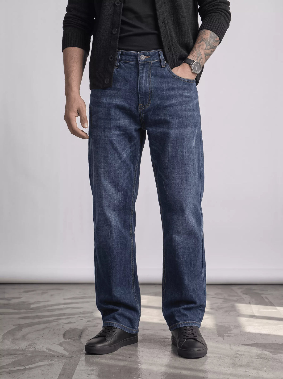 Men's Wide-Leg Jeans, Loose Straight Fit