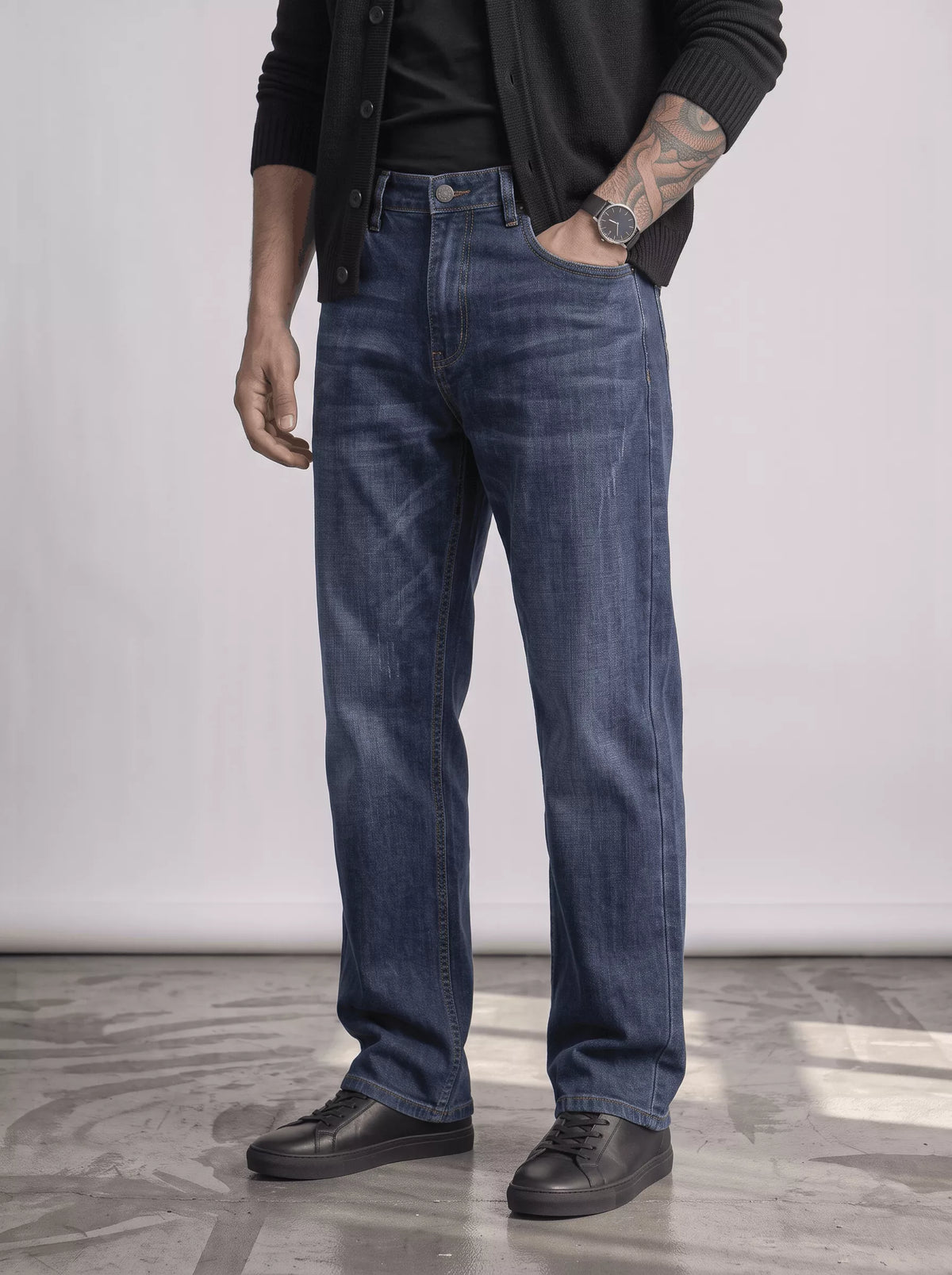 Men's Wide-Leg Jeans, Loose Straight Fit