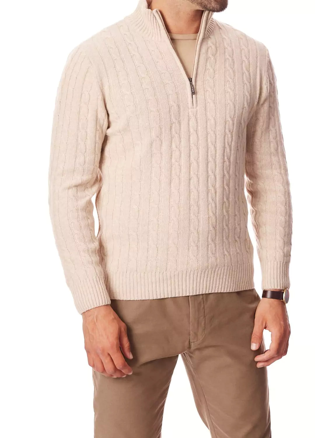 Zip-Neck Cotton Crew Sweater -  #  Top Cozy Cable Knit Quarter Zip Sweater | Elevate Your Fall Style 